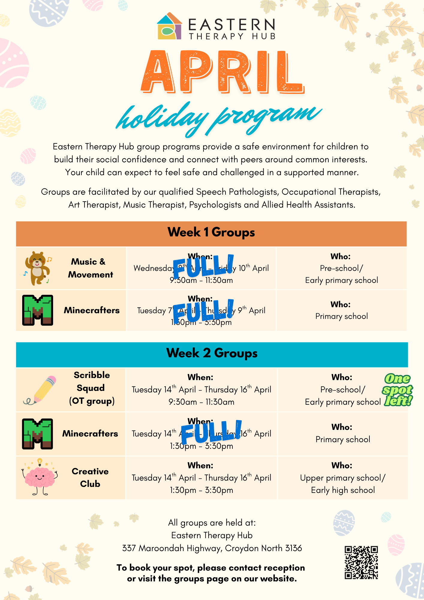 April 2026 - Holiday Program 31-03